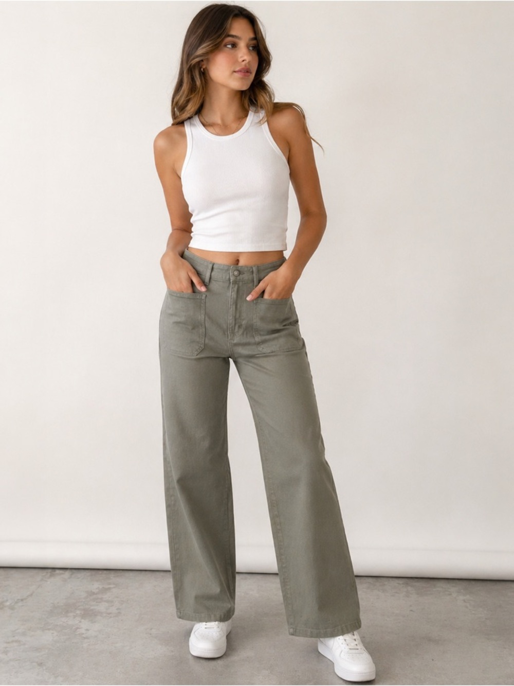 GBD Olive Green Wide Leg Pants Size 29 NWT